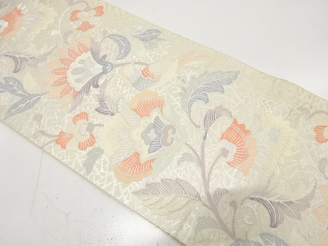 JAPANESE FUKURO OBI / WOVEN FLOWER & BIRD